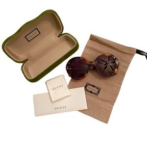🆕 Gucci Havana-Smoke Sunglasses with Case and Dust Bag